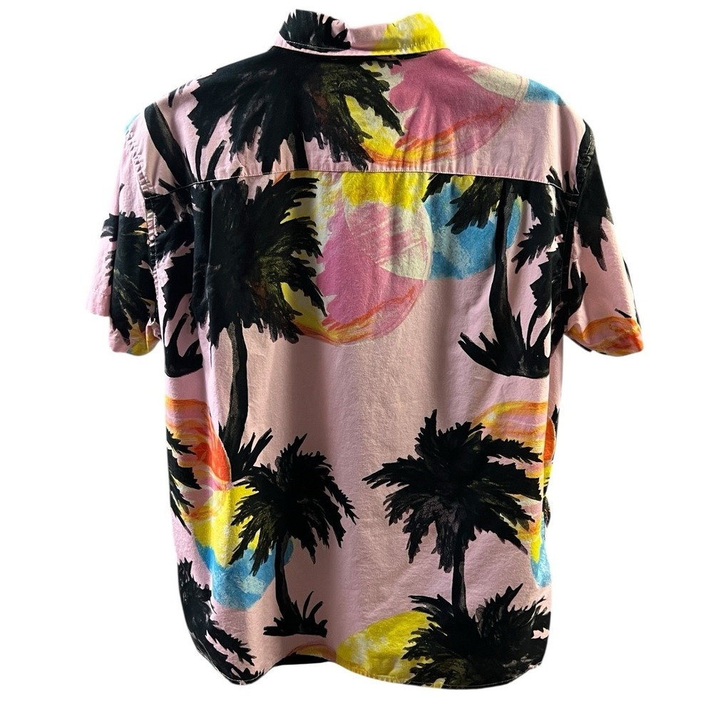 American Eagle Shirt LG Pink Multi Tropical Button Down Hawaiian Island Casual - Picture 4 of 12